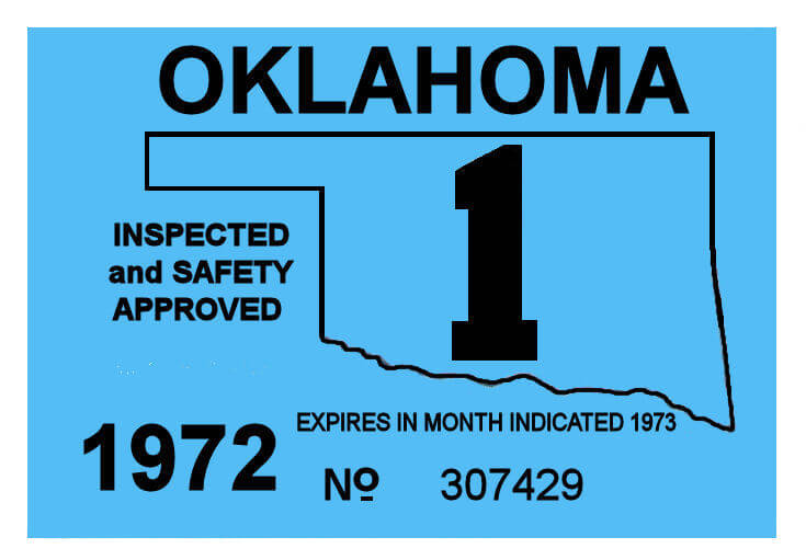 (image for) 1972-1 Oklahoma INSPECTION Sticker